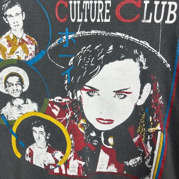 Culture Club Boy George Vintage 80s Black Band Tour Tee size L - Picture 3 of 8